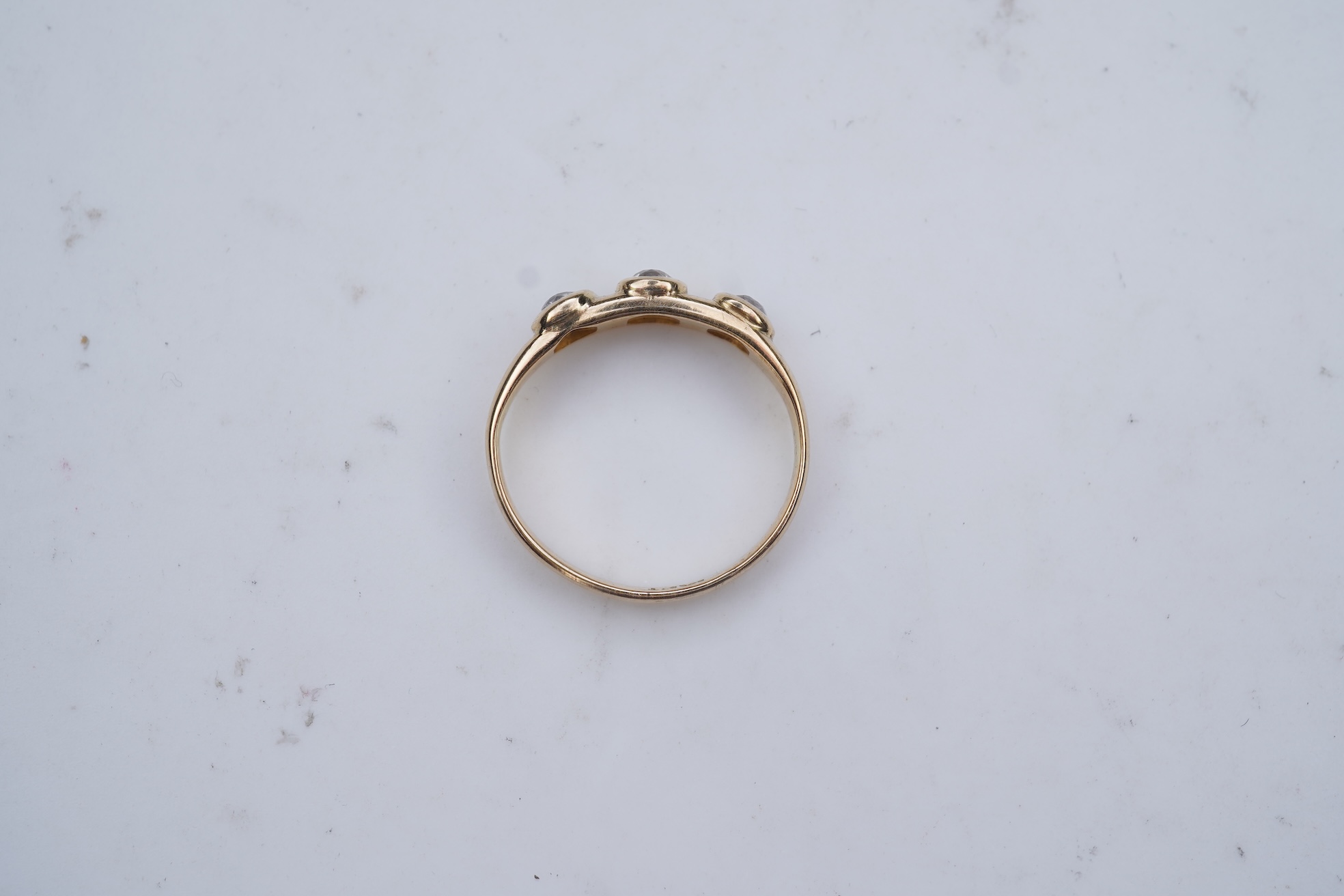 A three-stone diamond ring